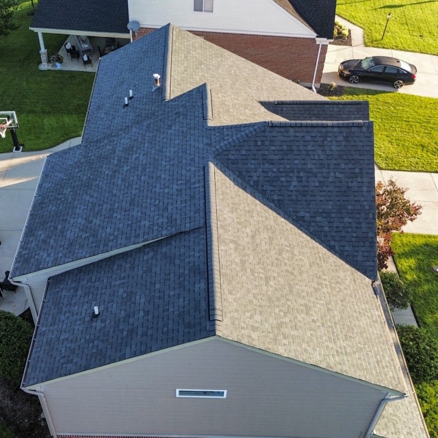 Valleys and hips: An aerial view of valleys, hips and multiple planes tied in watertight.